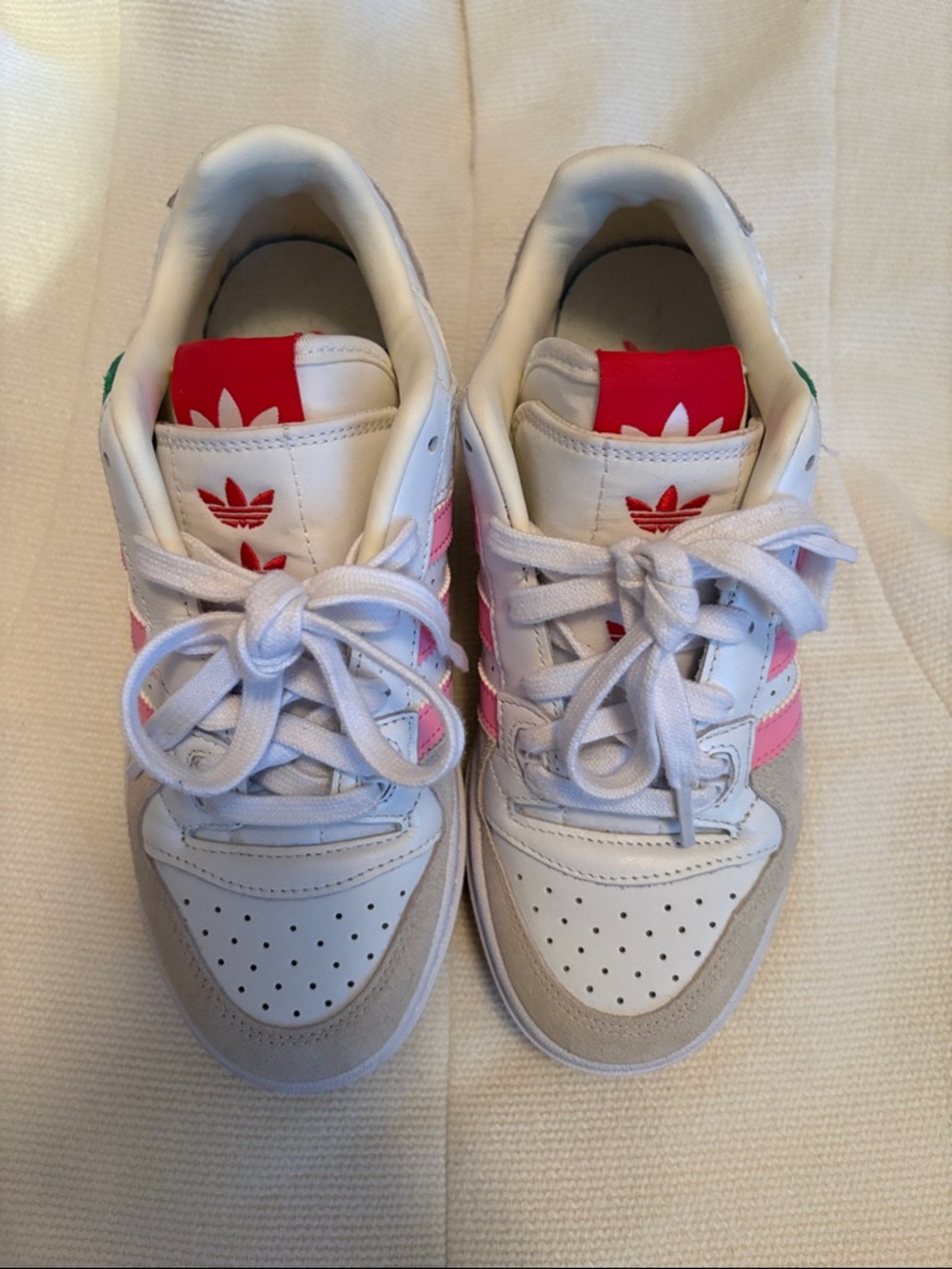 adidas White Sneakers with Pink Accents